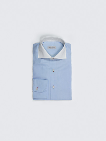 Patrick Hellmann CollectionLight Blue Shirt With White Collarimage1008